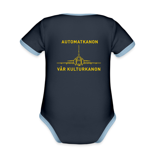 Automatkanon, vår kulturkanon (ekologisk kortärmad babybody-edition) - marinblå/himmelsblå
