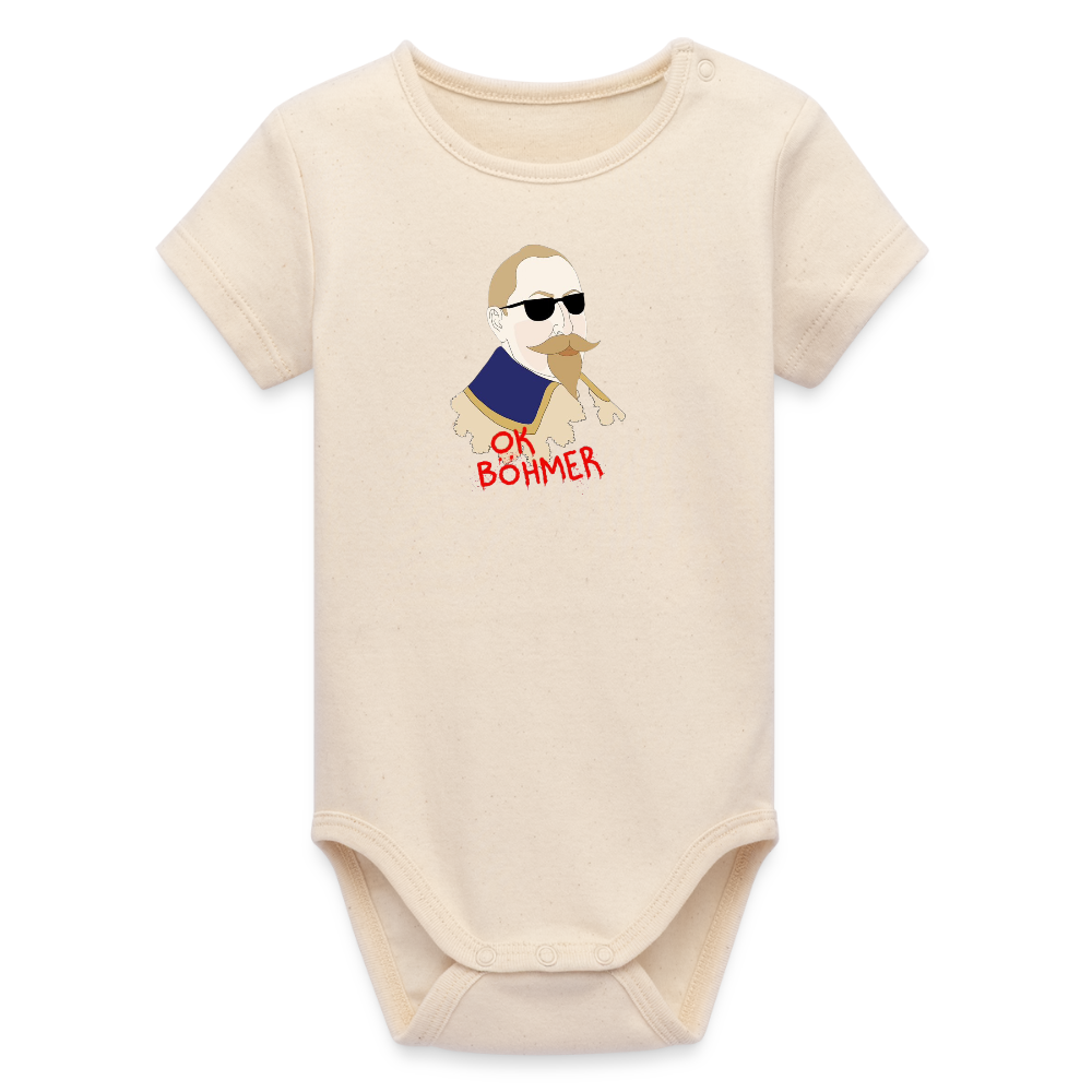 OK Böhmer (Ekologisk kontrastfärgad kortärmad babybody-edition) - vitgrå