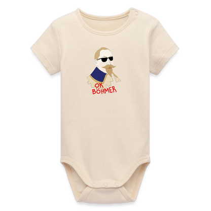 OK Böhmer (Ekologisk kontrastfärgad kortärmad babybody-edition) - vitgrå