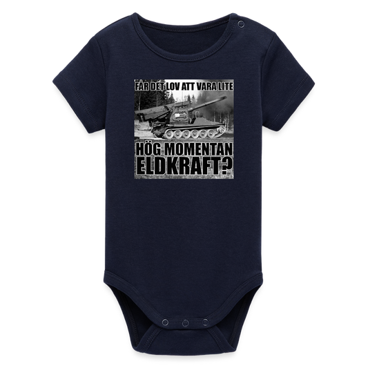 Får det lov att vara lite hög momentan eldkraft? – Bkan (ekologisk kortärmad babybody-edition) - marinblått