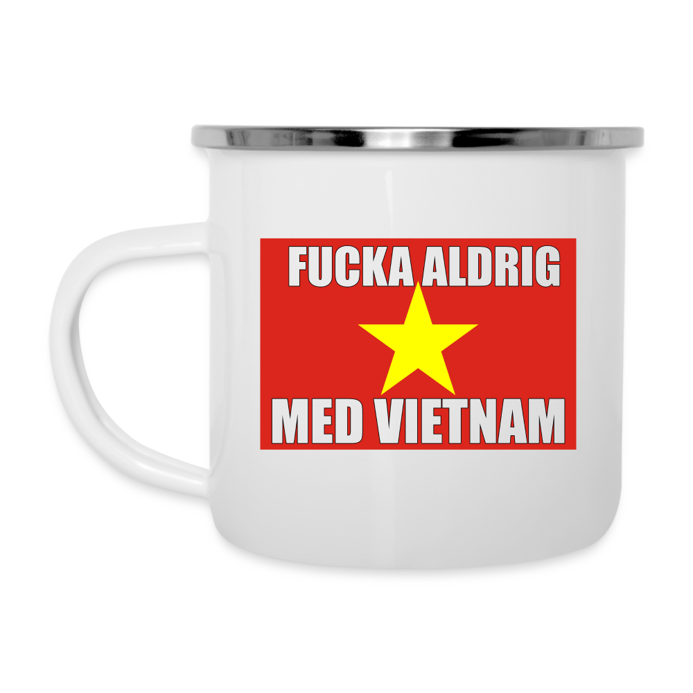 Fucka aldrig med Vietnam (emaljmugg-edition) - vit