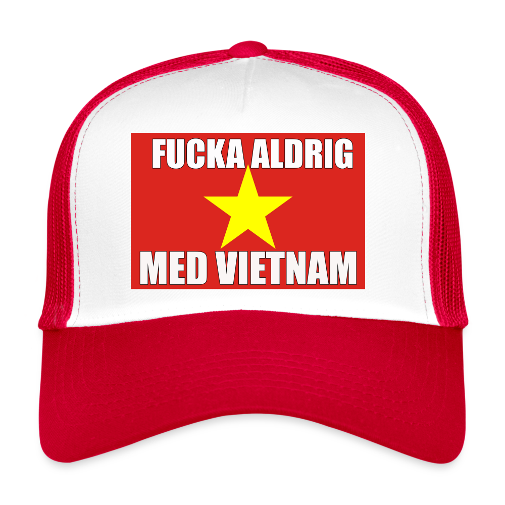Fucka aldrig med Vietnam (truckerkeps-edition) - vit/röd