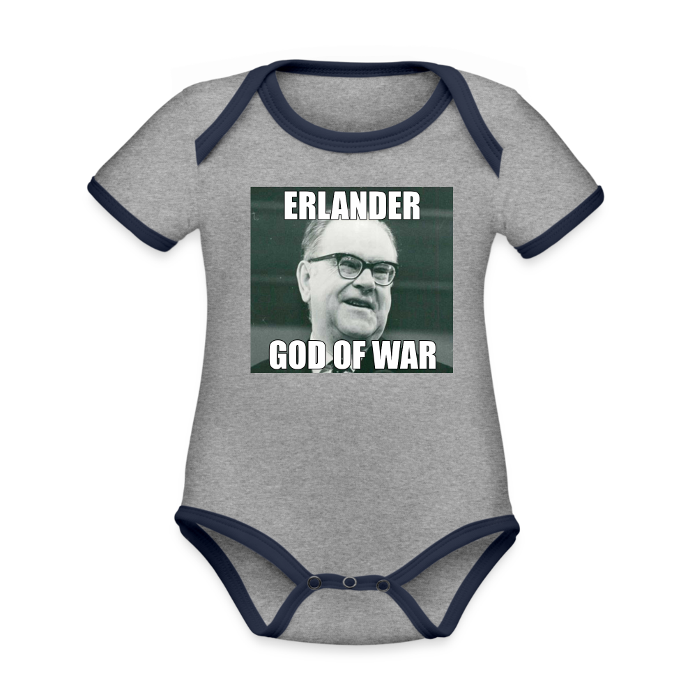 Erlander – God of War (ekologisk kortärmad babybody-edition) - gråmelerad/marinblå