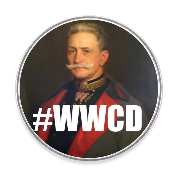 #WWCD (rund kylskåpsmagnet-edition) - vit