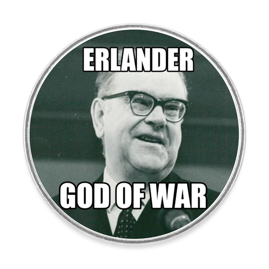 Erlander – God of War (rund kylskåpsmagnet-edition) - vit
