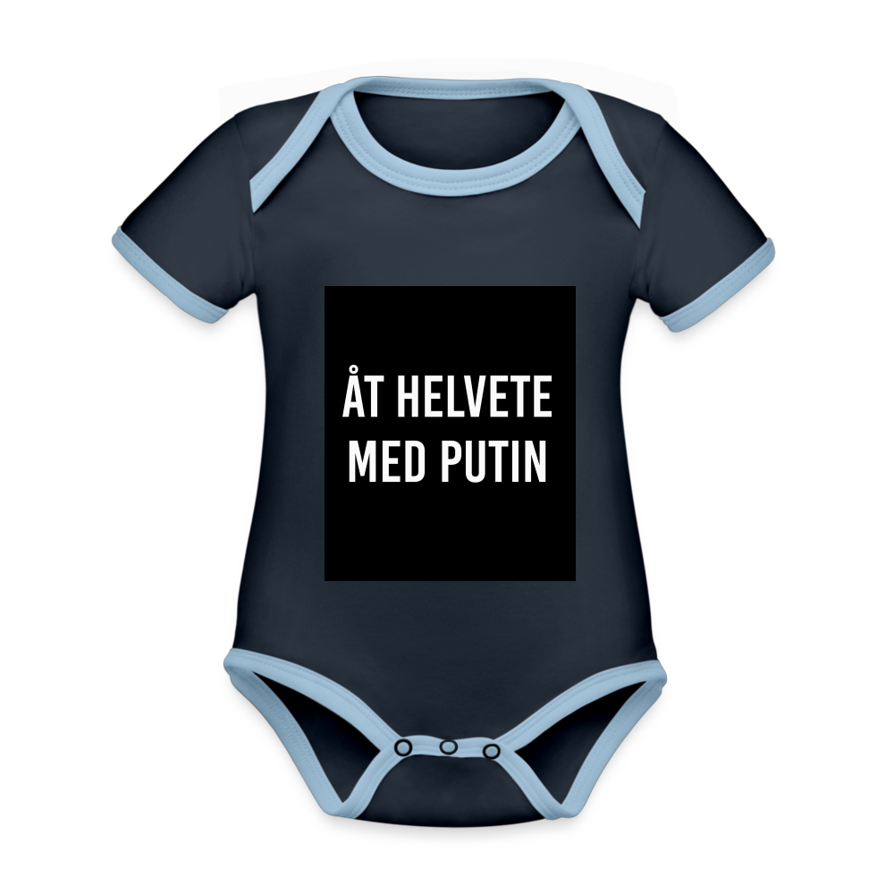 Åt helvete med Putin  (ekologisk kortärmad babybody-edition) - marinblå/himmelsblå