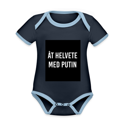Åt helvete med Putin  (ekologisk kortärmad babybody-edition) - marinblå/himmelsblå