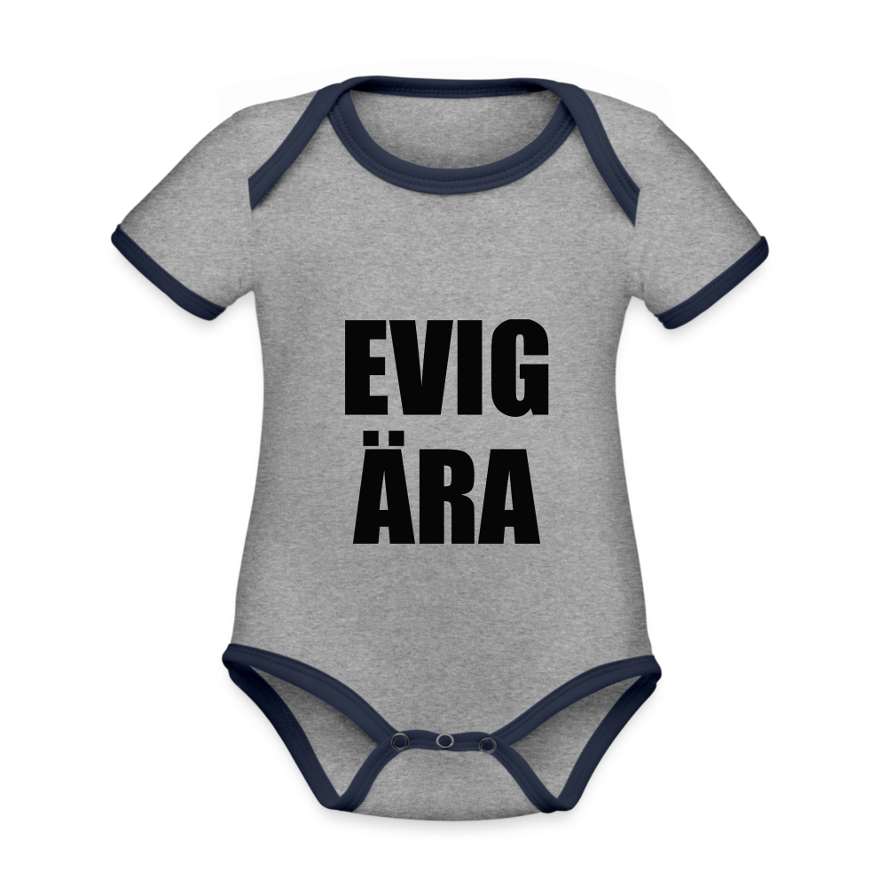 EVIG ÄRA (ekologisk kortärmad babybody-edition) - gråmelerad/marinblå