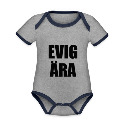EVIG ÄRA (ekologisk kortärmad babybody-edition) - gråmelerad/marinblå