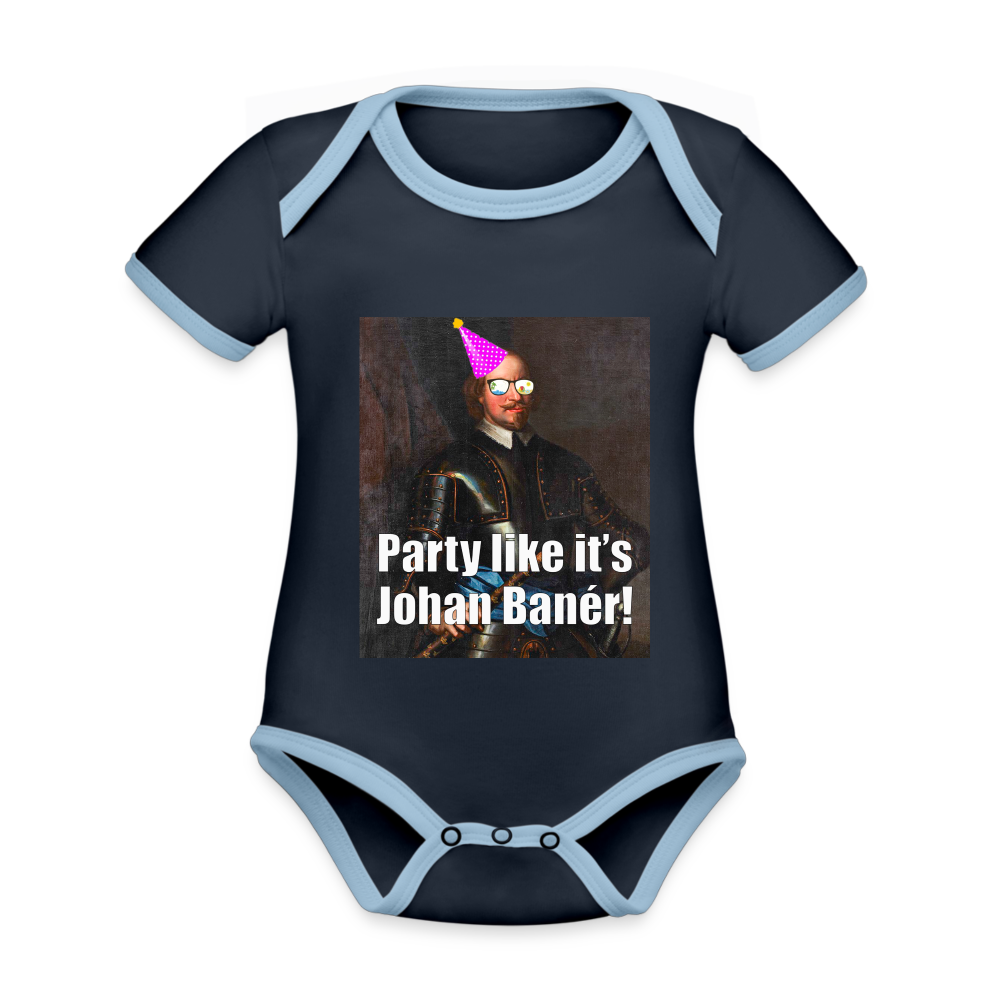 Party like it's Johan Banér! (ekologisk kortärmad babybody-edition) - marinblå/himmelsblå