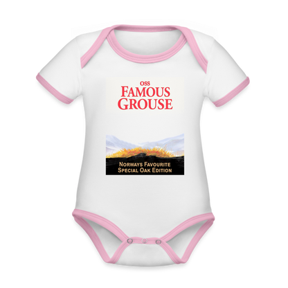 Famous Grouse (ekologisk kortärmad babybody-edition) - vit/rosa