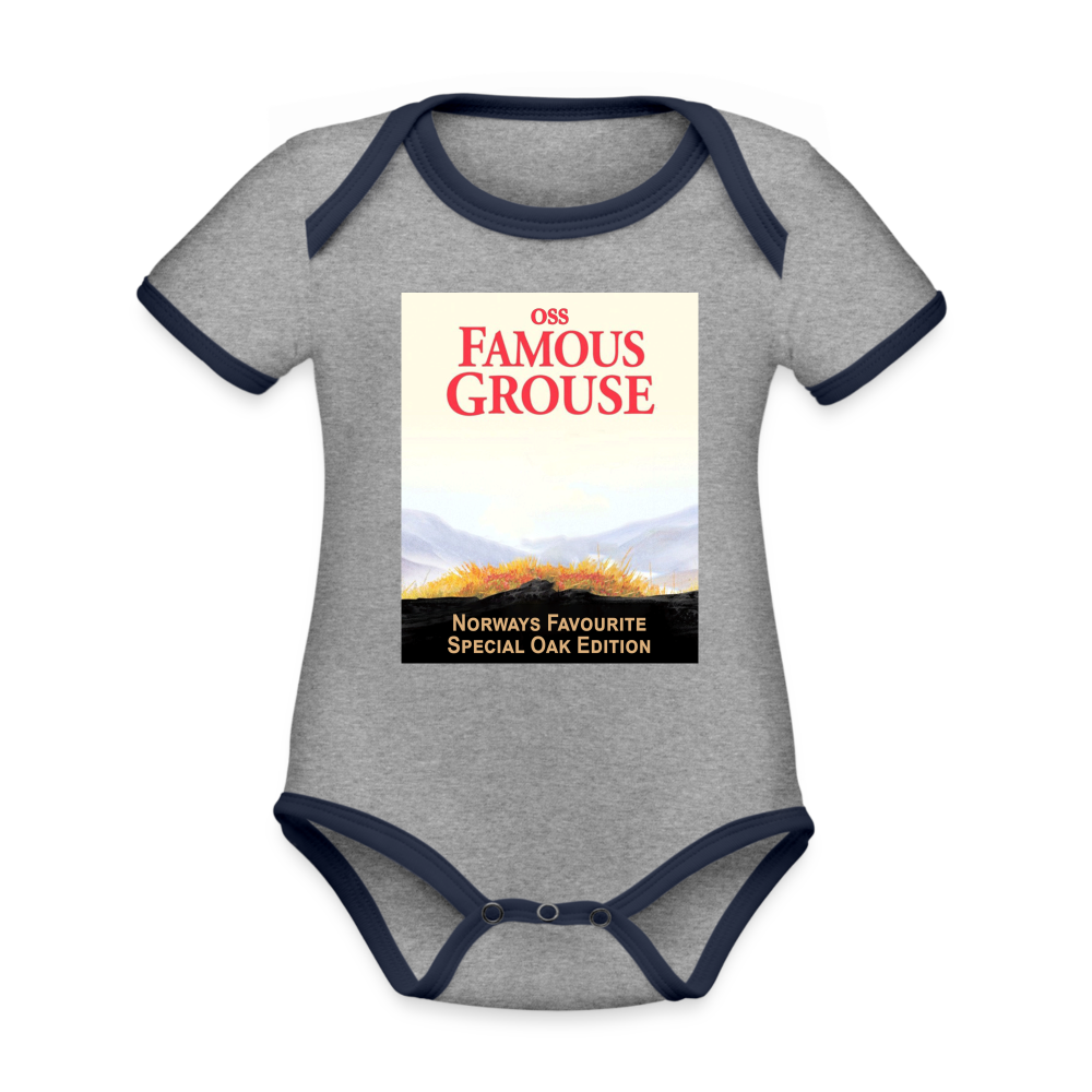 Famous Grouse (ekologisk kortärmad babybody-edition) - gråmelerad/marinblå
