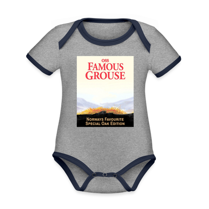 Famous Grouse (ekologisk kortärmad babybody-edition) - gråmelerad/marinblå