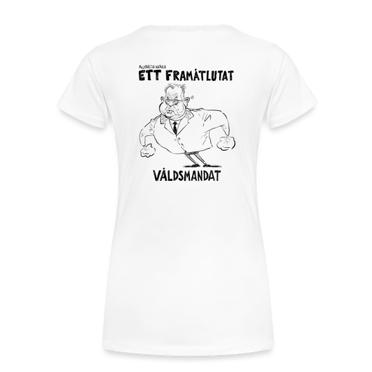 Framåtlutat våldsmandat - ekologisk premium-T-shirt dam-edition (signed by @Kluddniklas!) - vit