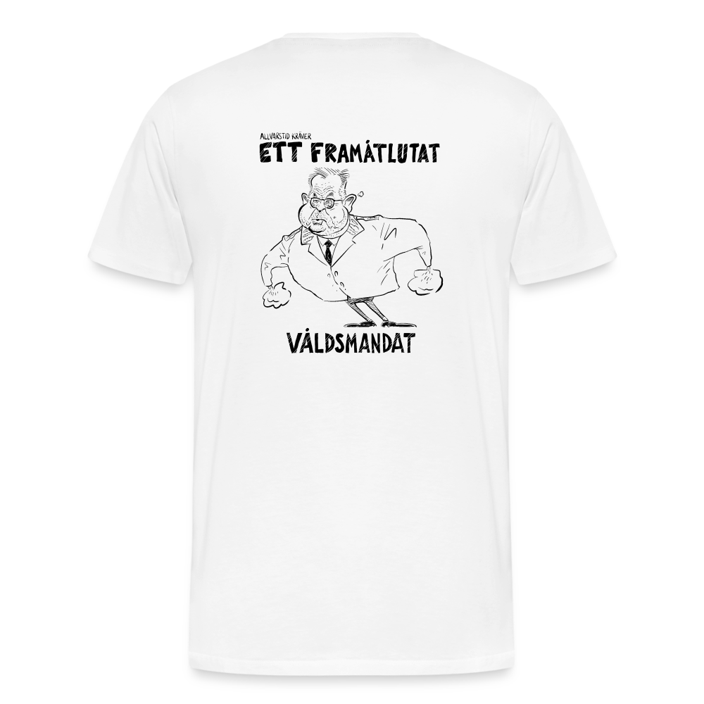 Framåtlutat våldsmandat - ekologisk premium-T-shirt herr-edition (signed by @Kluddniklas!) - vit