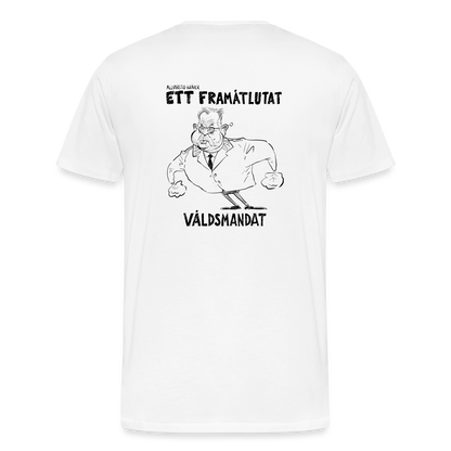 Framåtlutat våldsmandat - ekologisk premium-T-shirt herr-edition (signed by @Kluddniklas!) - vit