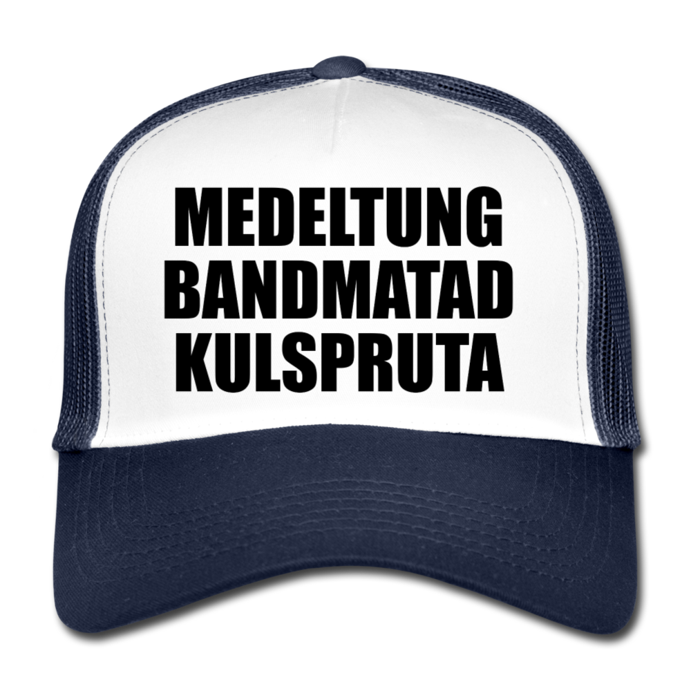 Medeltung Bandmatad Kulspruta (truckerkeps edition!) - vit/marinblå