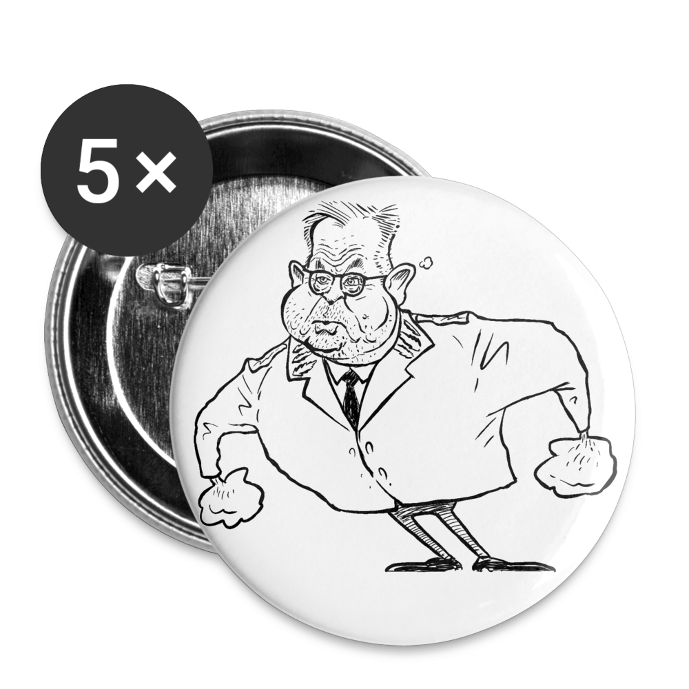 Framåtlutat våldsmandat - Stora knappar 56 mm, 5-pack (signed by @Kluddniklas!) - white
